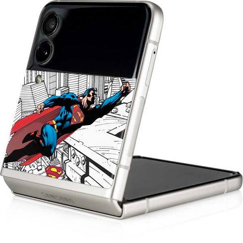 DC Comics Superman Flying Over City Pose Galaxy Z Flip3 5G Skin